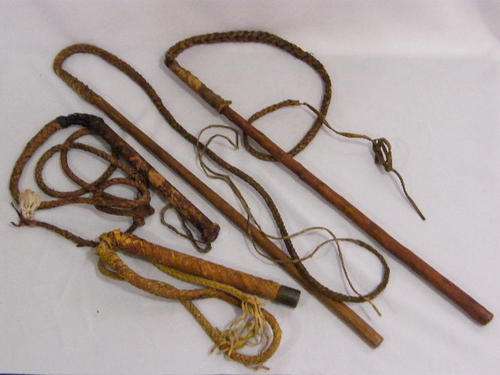 Collection of Old Well used Whips - as per photo