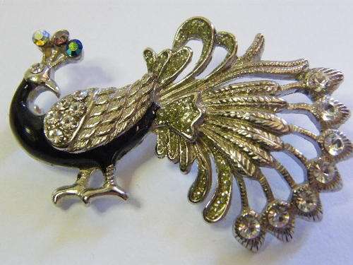 Enameled Peacock Pin Brooch - as per photo