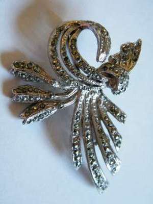 Sterling Silver Marachasite brooch - 5.5 x 4cm - as per photo