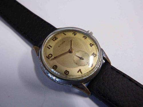 CYMA vintage mens wristwatch, working, new leather strap, case is losing colour