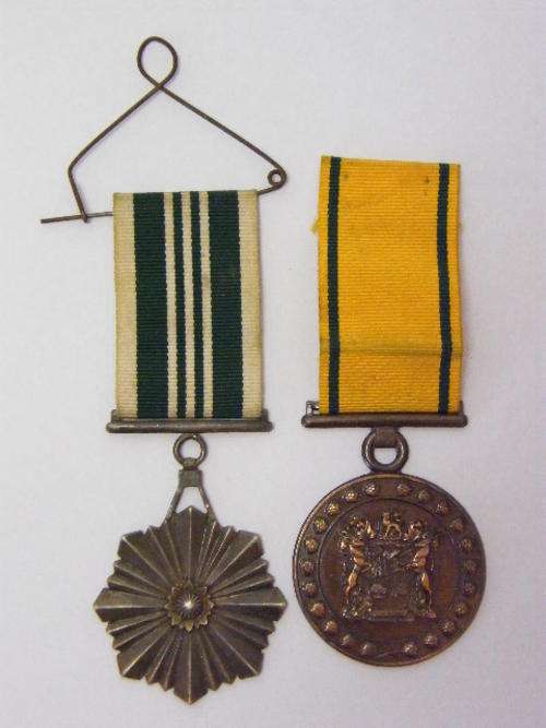 Pair of Medals - Issued to Sergeant W Johnson Faithful Service and Merit Medal - as per photo
