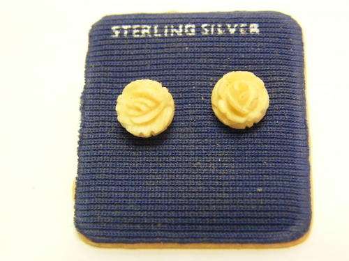 Pair of Sterling Silver & Ivory Earrings - as per photo