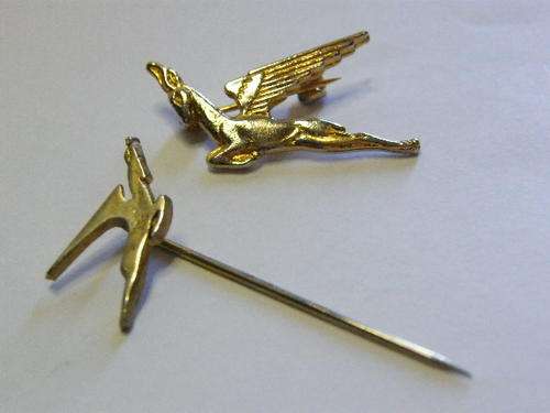 Old SAA Flying Springbok Badge with pin & later pin badge - as per photo