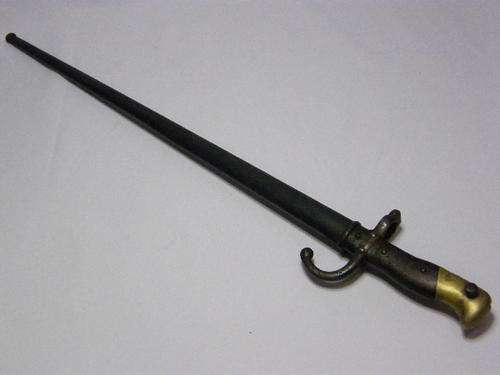 French 1879 ' Gras ' Sword Bayonet with Scabbard, L.Deny Paris 1879 inscribed on blade, as per photo