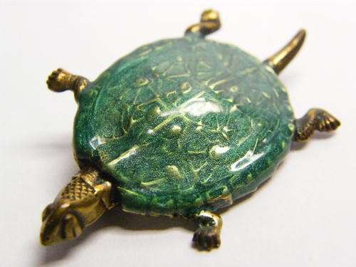 Vintage Brass Enameled - Terrapin / Turtle - as per photo
