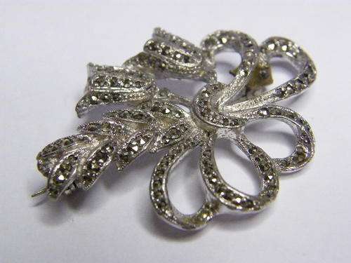 Marcasite Flower Brooch - as per photo