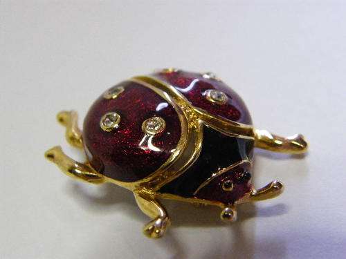Ladybird Brooch with Enameled Back - as per photo