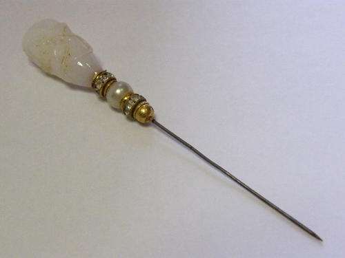 Antique Hat Pin with Glass Backing - as per photo