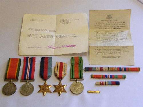 WW2 Set of 5 Medals plus 8th Army Clasp to 251531 - G J O ' Donoghue - as per photo