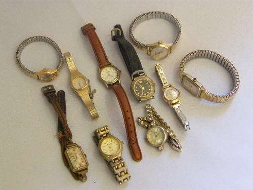 Lot of 10 Ladies Watches for Spares - Some can be repaired - as per photo