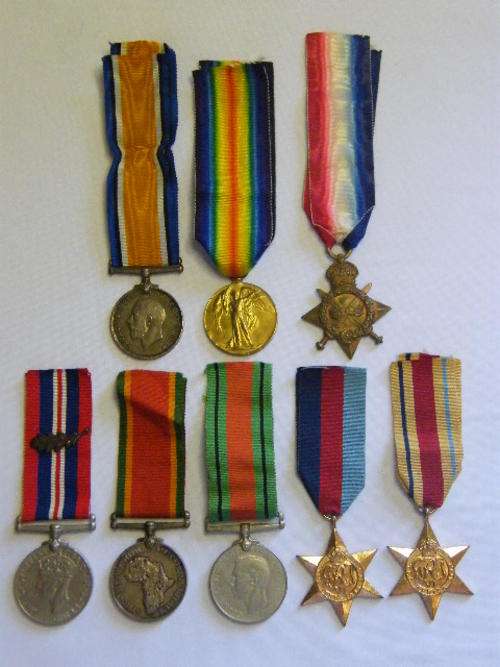 Father & Son Set of WW1 & WW2 Medals - Father SJT JS Smith, Son 120437, EW Smith - as per photo