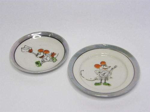 Antique Miniature Mickey Mouse Saucer & Side Plate - as per photo