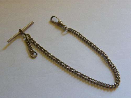Silver Pocket Watch Fob Chain - No Hallmarks - Weighs 14.1 grams - as per photo