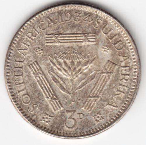 1934 Three Pence AU - Excellent Coin - as per photo