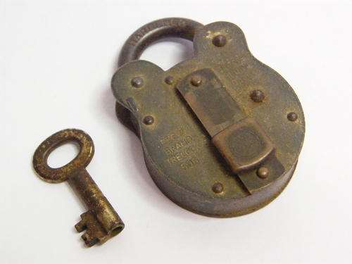 Vintage Trelock 506 padlock with key & sliding keyhole cover - as per photo