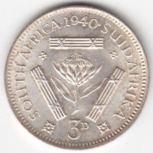 1940 Tickey Uncirculated 3d - as per photo