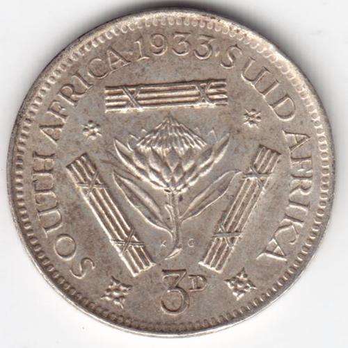 1933 Tickey 3d Uncirculated - as per photo