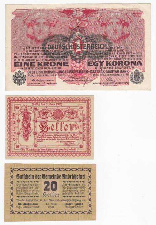 Lot of 5 Different Austrian Not Geld Banknotes  - CLOSING DOWN SALE