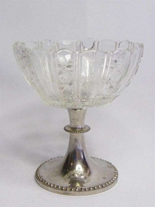 Vintage Cutglass Sweets  Bowl on Silver Plated Foot piece - as per photo