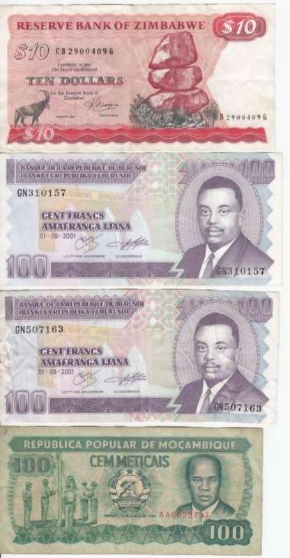 Lot of 10 Old African Banknotes -as per photo