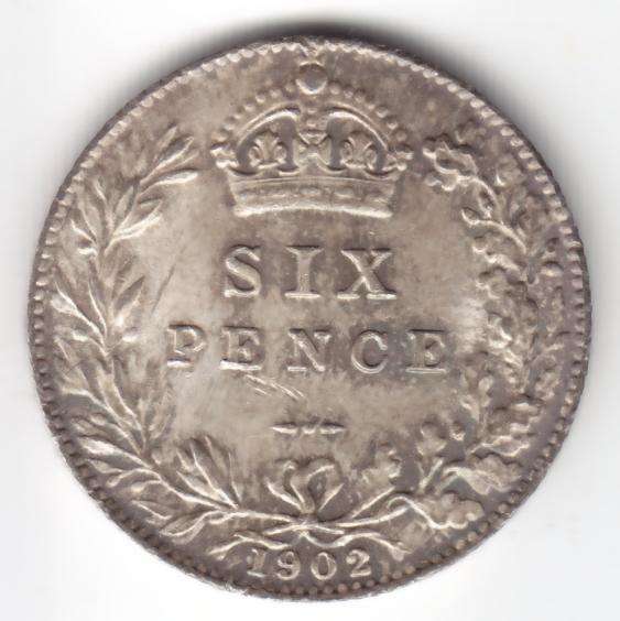 1902 Great Britain Sixpence - as per photo