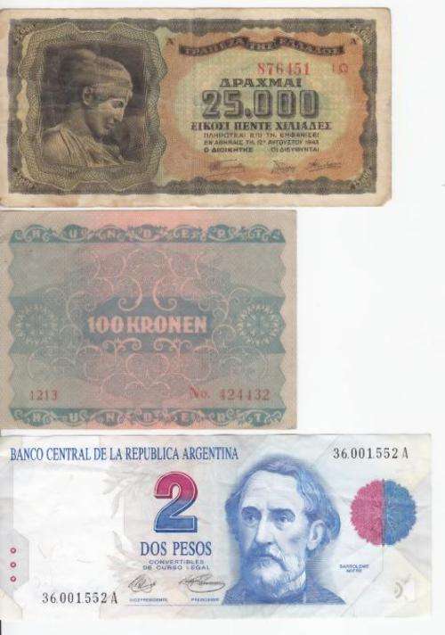 Lot of 10 Old International Banknotes - Some are well used - as per photo