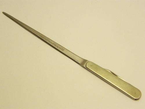 Stephenson and Wilson Letter Opener with Knife - Wigglesworth and Co. Advertisement - as per photo