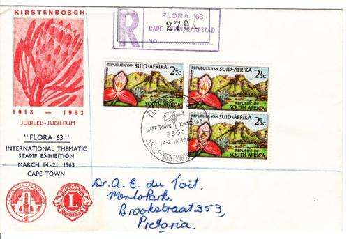 Pair of Kirstenbosch 1963 Covers with SACC 223 Disa Stamp - as per photo