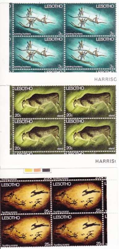 Lesotho 1968 Rock Painting Blocks of 4 - unhinged mint - as per scan