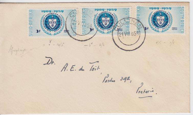 SACC 168 - 50th Anniversary of SA Academy of Science and Art - 3 x Variations - as per scan