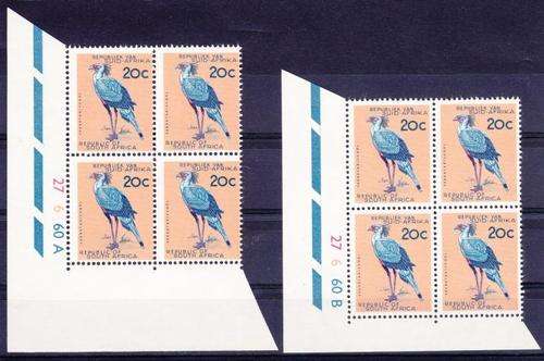RSA - SACC 217 Control Block of 4 - Apr 1963 Issue - A and B Cylinders - as per scan