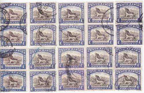 South Africa 1 shilling vertical pairs, 3rd and 4th printing - Sold per pair