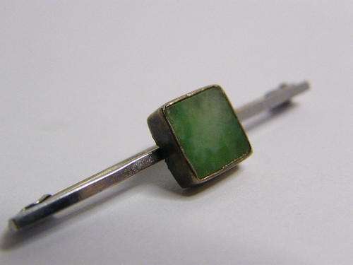 Silver Brooch with Jade - as per photo