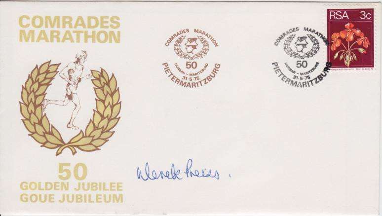 1975 RSA Comrades Marathon FDC - Signed by Derek Preiss - as per photo