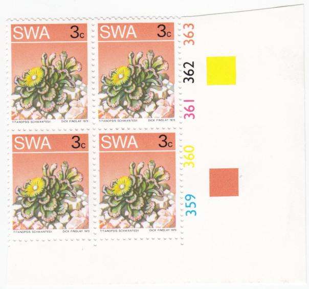 Control Block 3c Stamp SACC 252 with wide side margin 359 360 361 362 363 - as per scan