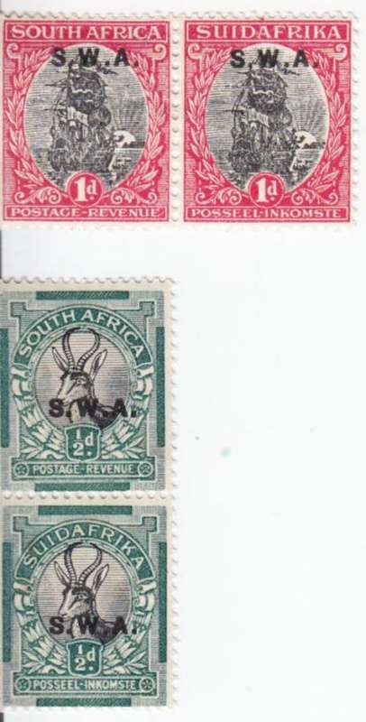 SWA - SACC 81 and 82 Variations High and Middle overprints on pairs - Hinged - as per photo