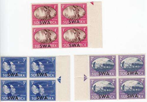 SWA - SACC 159-161 3 x Arrow Blocks of 4 ( Hinged Mint ) - as per scan