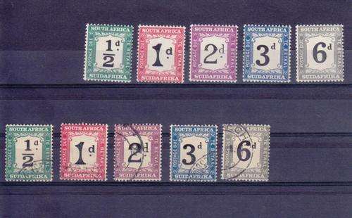 SA - Postage Due SACC 17-21 Mint Set ( Hinged ) and Used Set - as per scan