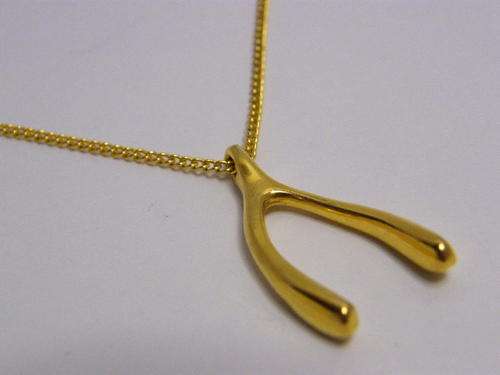 Gold Color Necklace with Wishbone Pendant - as per photo