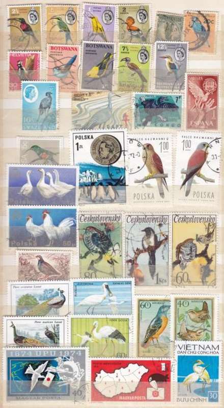 Lot of 34 Bird Stamps - as per scan