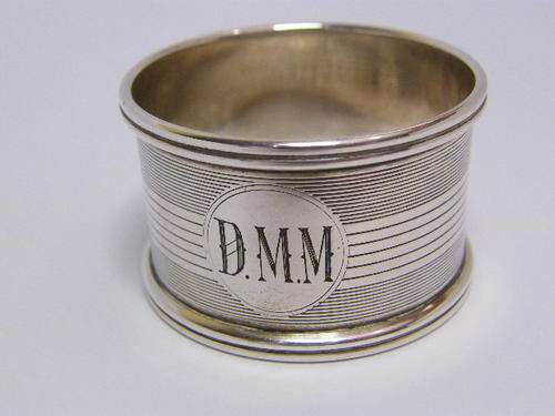 Sterling Silver Hallmarked Serviette Ring - Inscribed DMM, 16.2 grams - as per photo