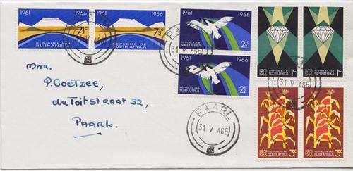 SACC 254 - 257 in Pairs on FDC 31 May 1966 - as per scan