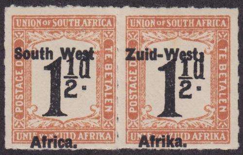 SWA - SACC Postage Due 3 - Hinged Mint Pair - Low overprint - as per scan