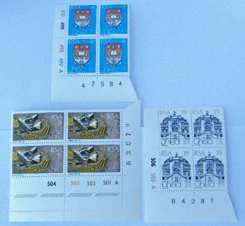 SACC 341-343 ` A ` Control Block Set - UNISA Centenary - as per photo