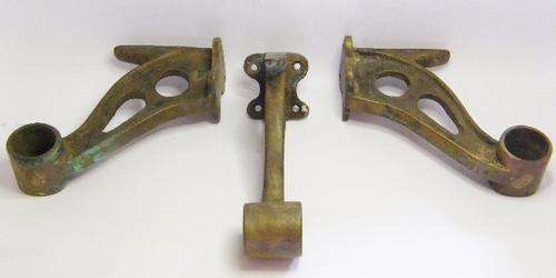 Vintage Set of 3 Brass Bar Foot Railing Brackets - as per photo