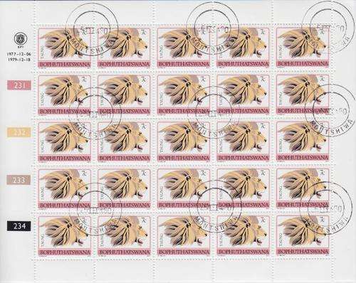 Bophuthatswana - SACC 11 Full Sheets mint and used - Lion - as per scan