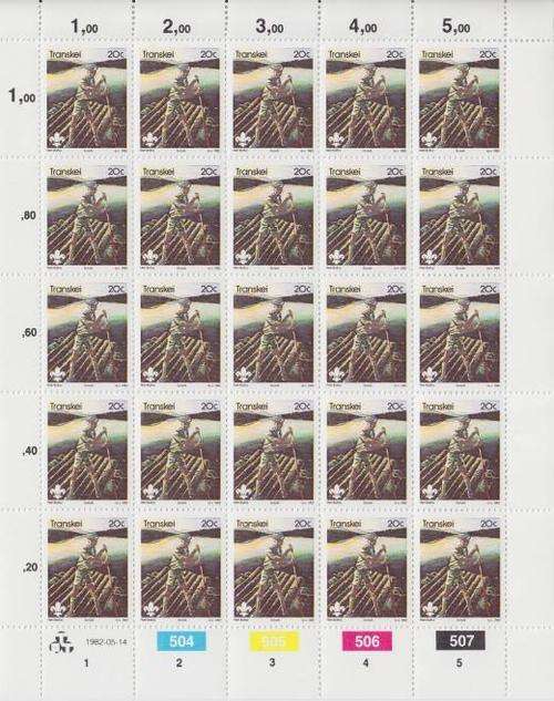 Transkei - SACC 104-107 Set of Mint Full Sheets - Boy Scouts - as per scan