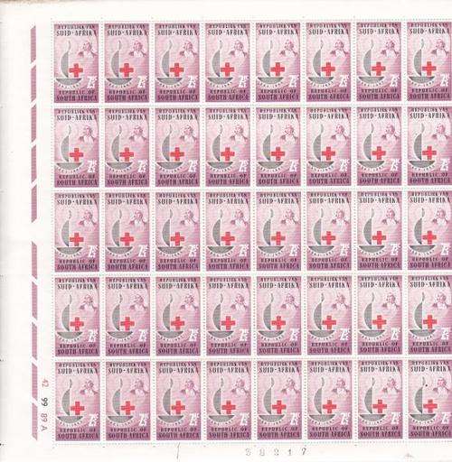 SACC 224 Complete Sheet of mint stamps - Red Cross - as per scan