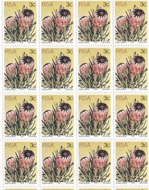 Protea 3 cent SACC 420a Full Mint Sheet, Oct 1979, AandB Sheets - Mint + Cancelled, as per scan