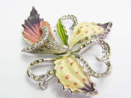 BJL Marcasite & Enamel Brooch - Top Class - as per photo